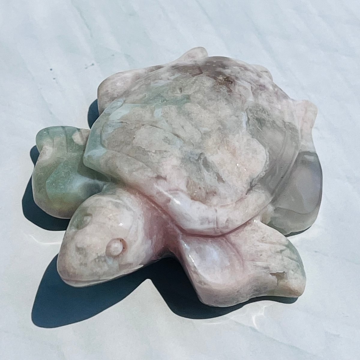 天然石　ブルー桜瑪瑙　カービング　大きな亀さん　No.1252 グリーン桜瑪瑙 カメ | Crystal shop Mayria