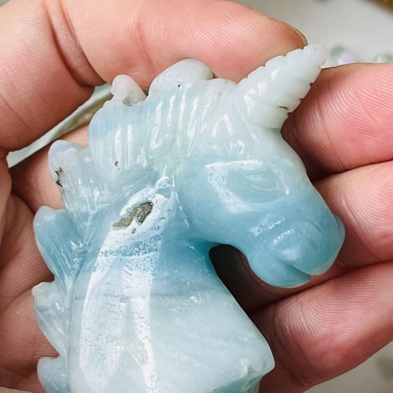 天然石アマゾナイトのユニコーンご購入前に在庫確認必要　彫り物F.87 天然石アマゾナイトのユニコーンご購入前に在庫確認必要彫り物F.87