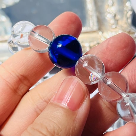 虹キラ🌈✨　✴︎レムリアの光ブレスレット✴︎　インディゴ　シエラネバダ産アンダラクリスタル&レムリアンクリスタル 14mm