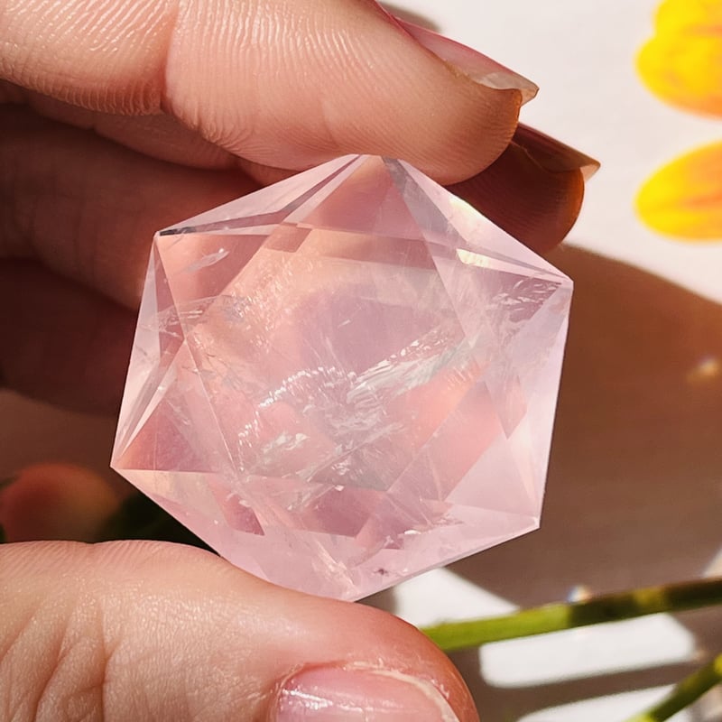 美しい虹入り?✨ローズクォーツ 六芒星 | Crystal shop Mayria
