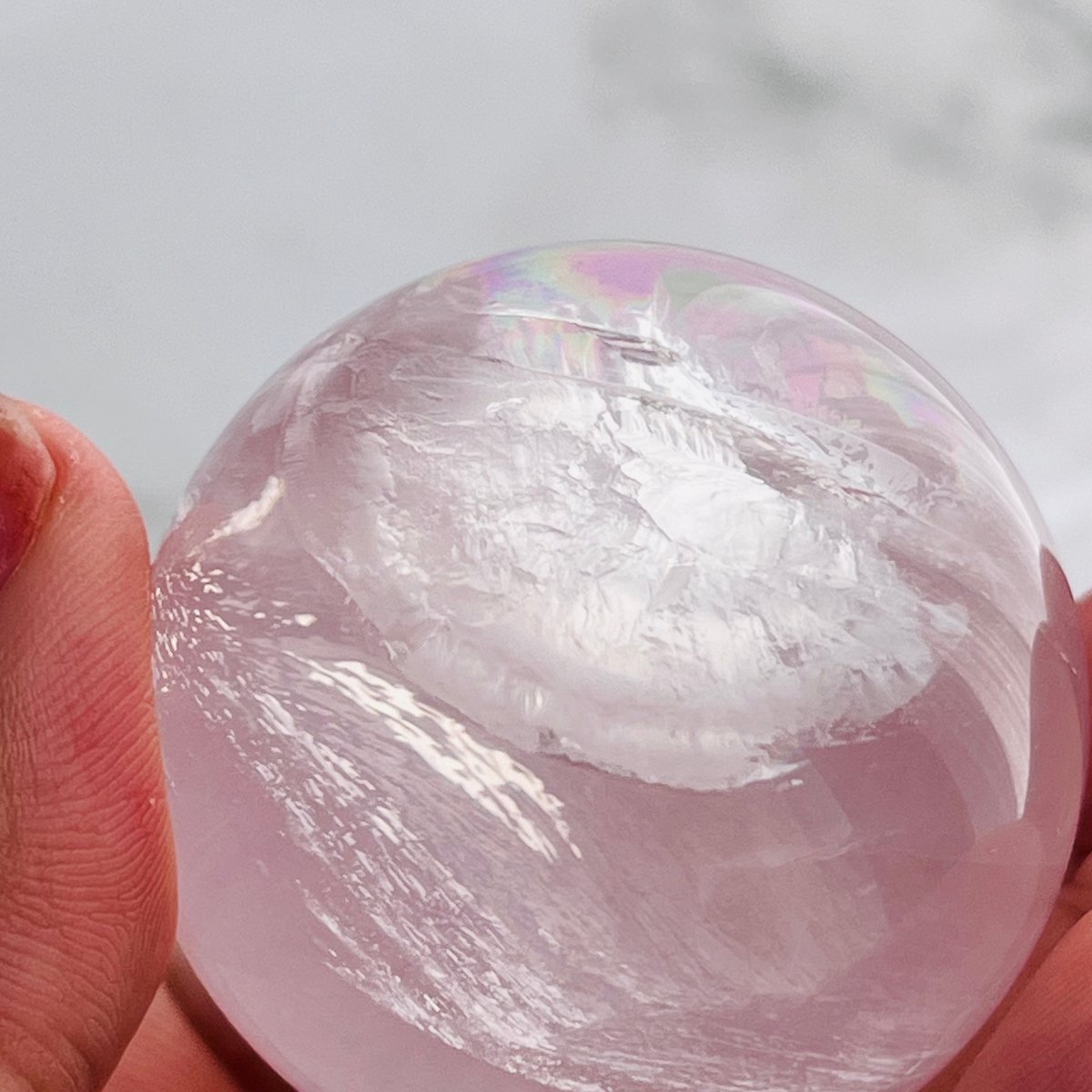 高品質　スフィア　六条　 スター ローズクォーツ　置物　虹入り 高品質 スフィア 六条 スター ローズクォーツ 置物 虹入り 高品質