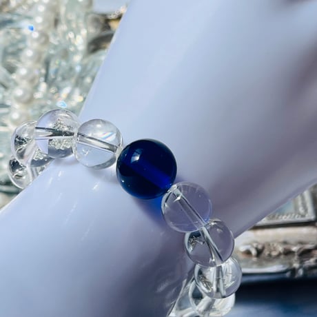 虹キラ🌈✨　✴︎レムリアの光ブレスレット✴︎　インディゴ　シエラネバダ産アンダラクリスタル&レムリアンクリスタル 14mm