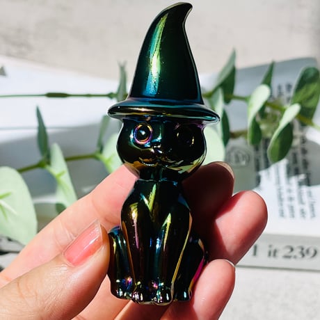 レインボーオーラ　オブシディアン　魔女っ子　黒猫