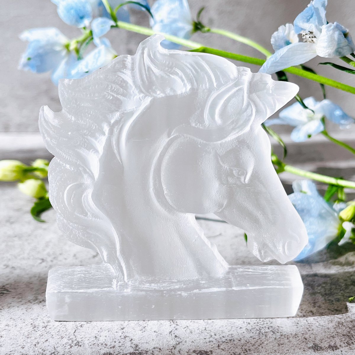 MH様【3088】 ユニコーン彫り ハート型プレートセレナイト