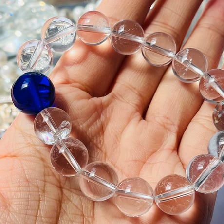 虹キラ🌈✨　✴︎レムリアの光ブレスレット✴︎　インディゴ　シエラネバダ産アンダラクリスタル&レムリアンクリスタル 14mm