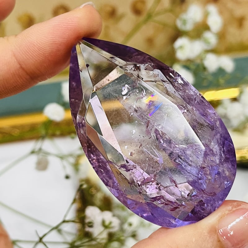 ピンクアメジスト　 雫 楽天市場】ピンクアメジスト ラフドロップカット 8～13mm【1連販売