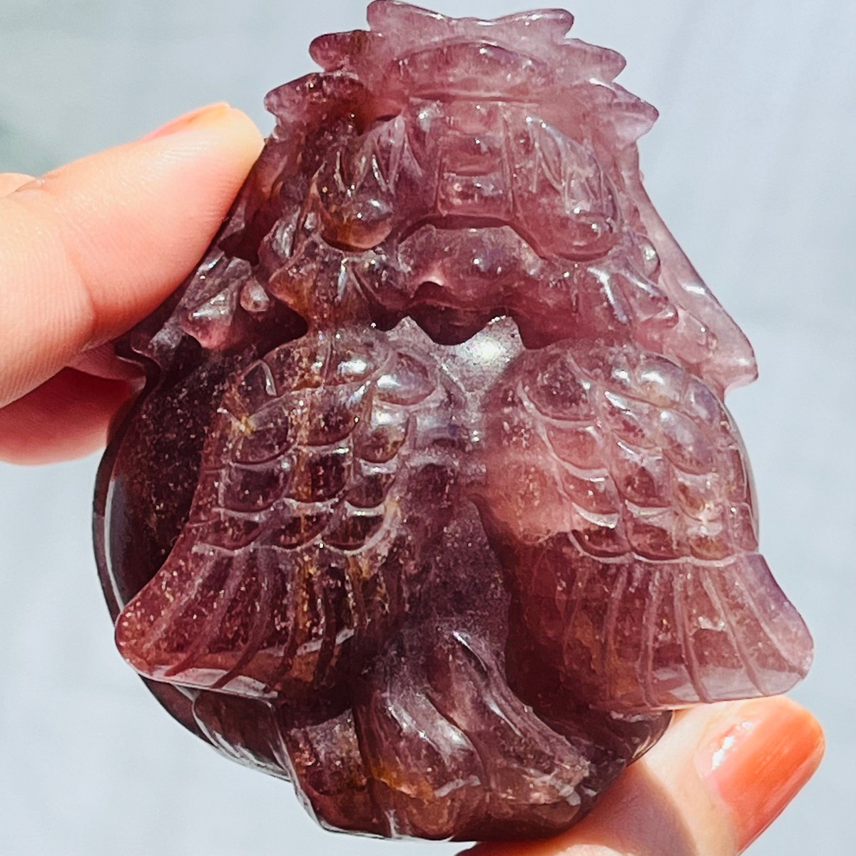 【極上品】ストロベリークォーツ　龍彫　2キロ超 極上品】ストロベリークォーツ 龍彫 2キロ超 極上品】ストロベリー