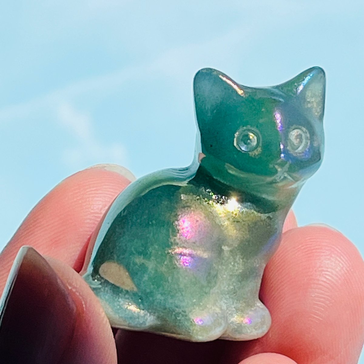 グリーンオーラ フローライト 猫ちゃん | Crystal shop Mayria