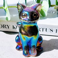 レインボーオーラ　スモーキークォーツ　黒猫