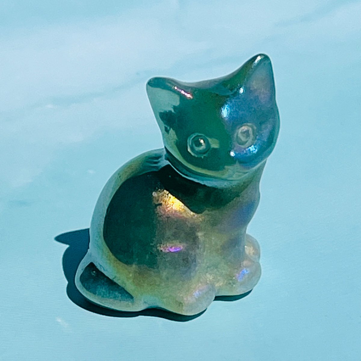 081219 天然フローライト猫ちゃん5個セット、貫通穴残り僅か