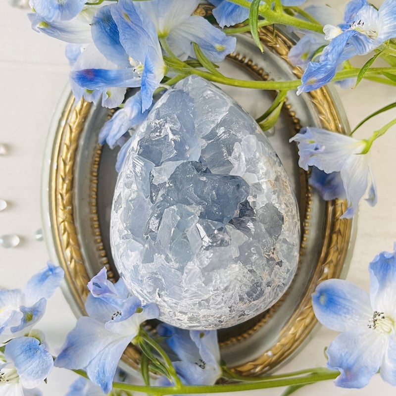 ⭐️美品⭐️卵型⭐️セレスタイト⭐️ セレスタイト 卵型 クラスター 原石 | 天然石 パワーストーン