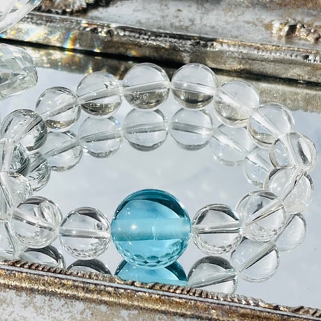 ✴︎レムリアの光ブレスレット✴︎　ライトブルー　シエラネバダ産アンダラクリスタル&レムリアンクリスタル 18mm