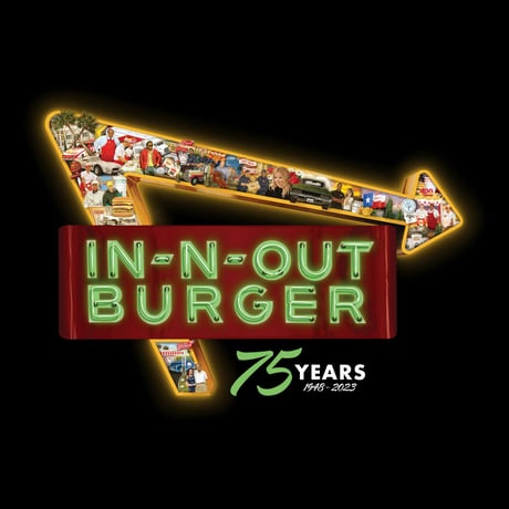 IN N OUT BURGER (インアンドアウトバーガー)2024年 75周年記念Tシャツ 75TH ANNIVERSARY BLACK