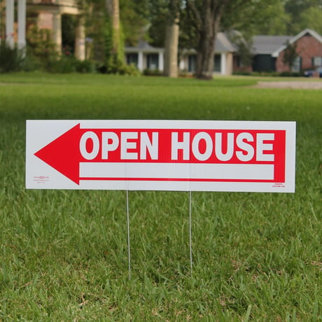 Hillman(ヒルマン) Open House Arrow Sign オープンハウスサインプレート 6x24 Inches 1-Sign