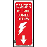 6x14プラスチックフェンスサイン【CABLE BURIED BELOW】