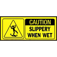 6x14プラスチックフェンスサイン【CAUTION SLIPPERY WHEN WET】