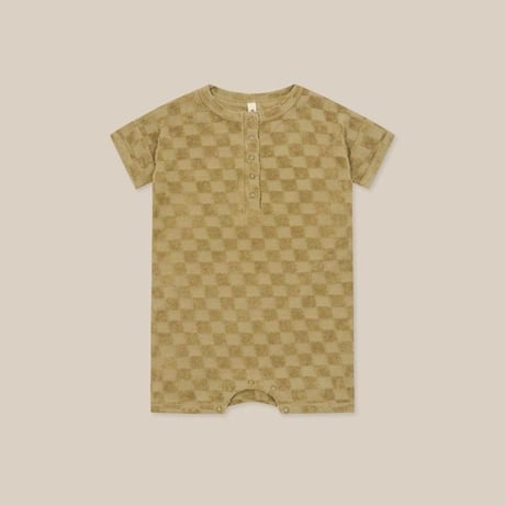 Dusky Checkerboard Terry Beach Romper / organic zoo
