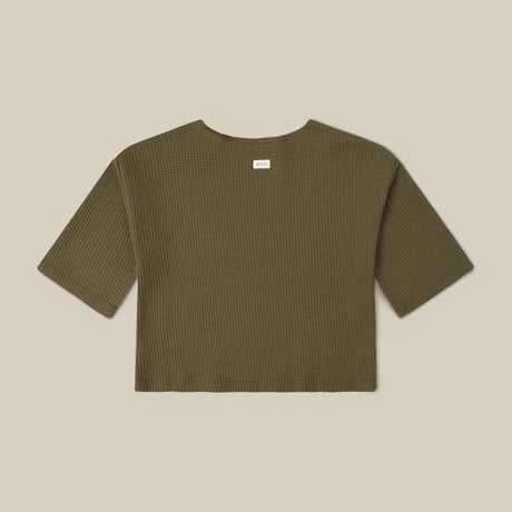 Olive Waffle Boxy Sweatshirt /organic zoo