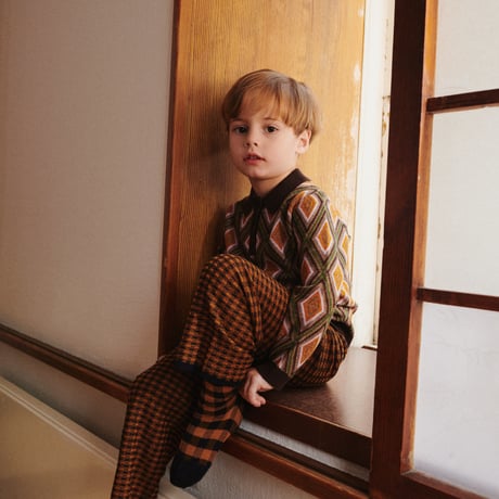 Checked Pants -DARK NAVY/BURNT AMBER- / FUB