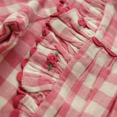 Pink gingham ruffled dress / Emile et Ida