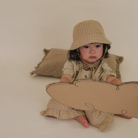 【ラスト１点】Grid Check Bucket Sun Hat Wheat / organic zoo