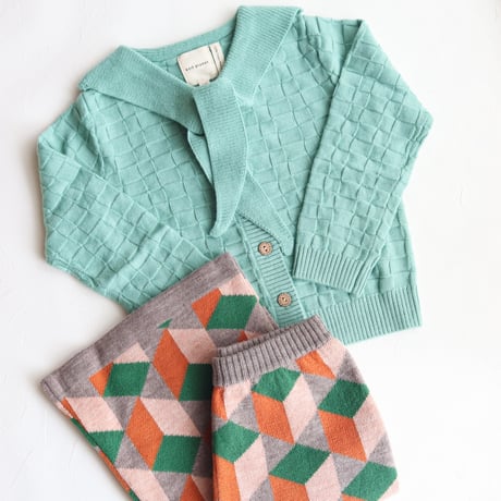 COLLAR CARDIGAN -PASTEL GREEN- / knit planet
