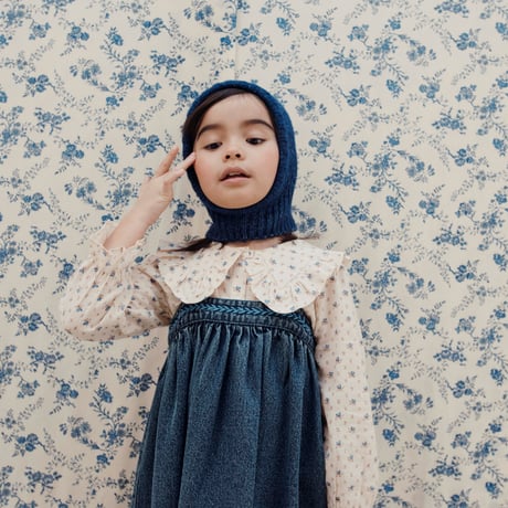 【ラスト１点】Ecru blouse with blue flowers / Emile et Ida