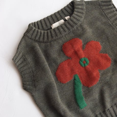 FLORET VEST -WOOD GREEN- / knit planet