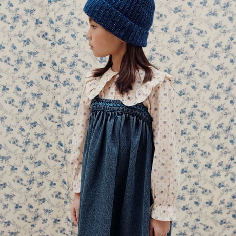 【ラスト１点】Ecru blouse with blue flowers / Emile et Ida