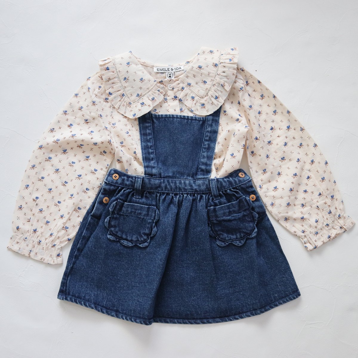Cotton denim apron dress / Emile et Ida | nermi