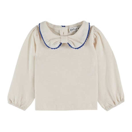 Organic cotton bow-neck T-shirt- Cream - / Emile et Ida