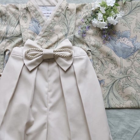 【納期:1〜2週間で発送】袴は4色から選べます。Hand made オリジナル袴 "Anemone Beige" / pieni kukka