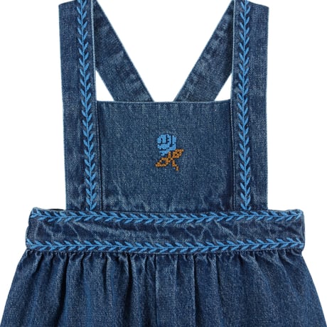 【ラスト１点】【KIDS】 Blue denim embroidered overalls / Emile et Ida