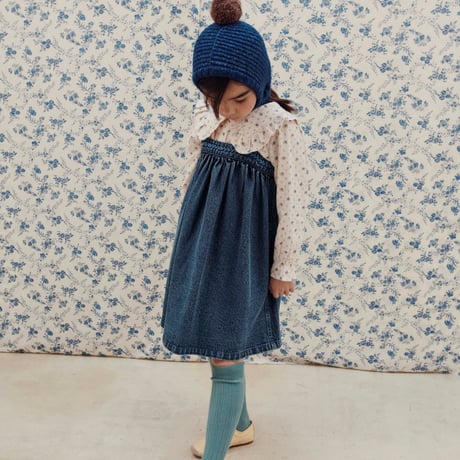 【ラスト１点】Ecru blouse with blue flowers / Emile et Ida
