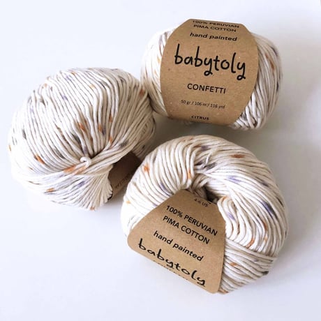 【毛糸】100% Peruvian Pima Cotton Yarn - Citrus  (confetti) / babytoly
