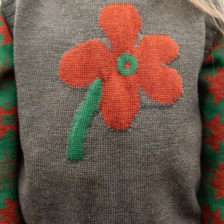 FLORET VEST -WOOD GREEN- / knit planet