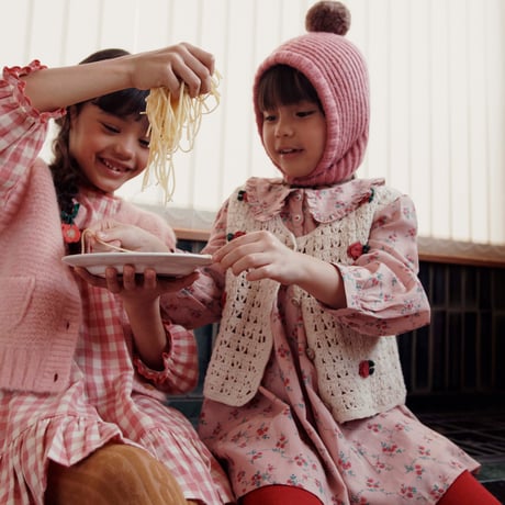 Pink gingham ruffled dress / Emile et Ida