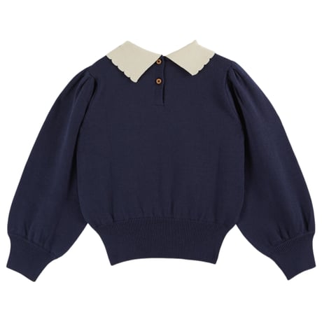 【ラスト１点】Pierrot collar sweater organic cotton navy / Emile et Ida