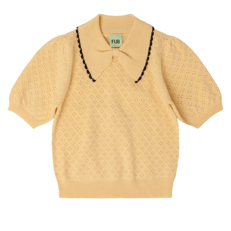 Pointelle  Polo - WHEAT -/ FUB