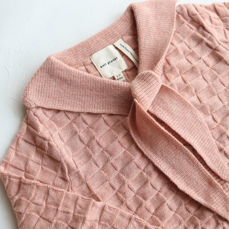 COLLAR CARDIGAN -PASTEL ORANGE- / knit planet