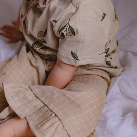 【ラスト１点】Grid Check Frill Culottes Wheat / organic zoo