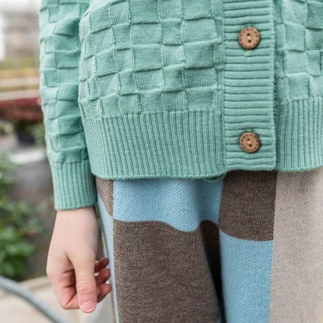 COLLAR CARDIGAN -PASTEL GREEN- / knit planet