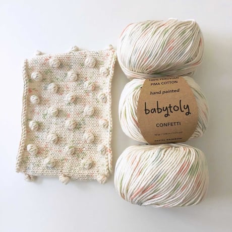 【毛糸】100% Peruvian Pima Cotton Yarn - Pastel rainbow (confetti) / babytoly