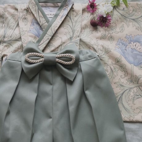 【納期:1〜2週間で発送】袴は4色から選べます。Hand made オリジナル袴 "Anemone Beige" / pieni kukka