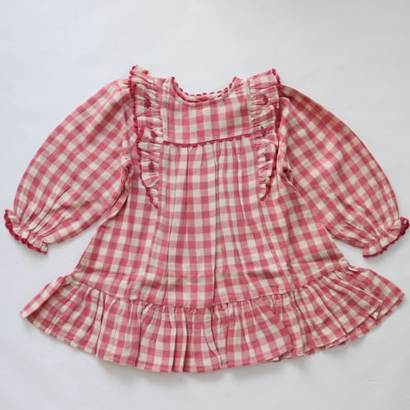 Pink gingham ruffled dress / Emile et Ida
