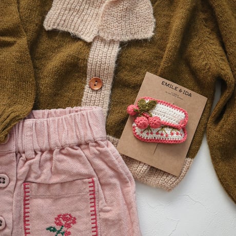 Olive and beige tie-neck cardigan / Emile et Ida