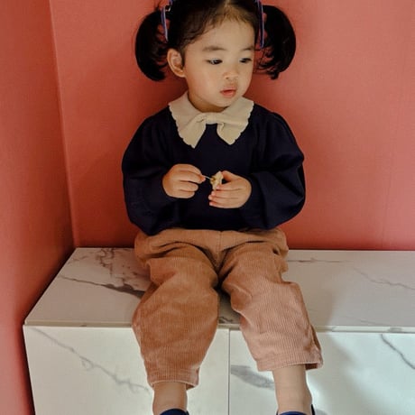 【ラスト１点】Pierrot collar sweater organic cotton navy / Emile et Ida