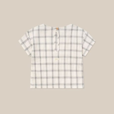 Navy Window Check Boxy T-shirt / organic zoo