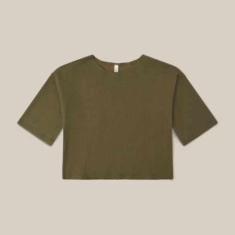 Olive Waffle Boxy Sweatshirt /organic zoo