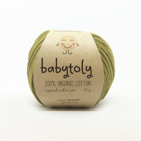 【毛糸】100% Organic Cotton Yarn - OLIVE / babytoly